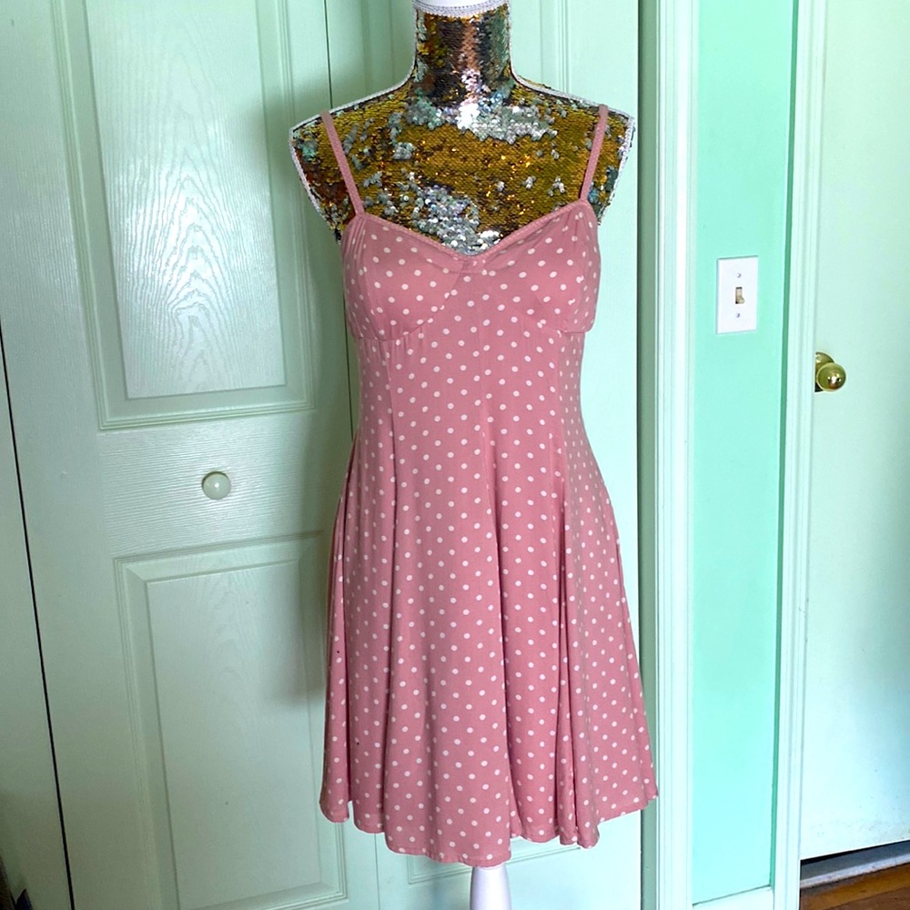 Cute little adjustable fit and flare polkadot mini dress